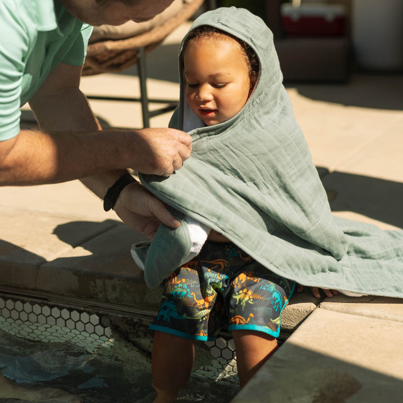 Little Unicorn Toddler Hooded Towel - Sea, hooded towels for babies in playful ocean print
