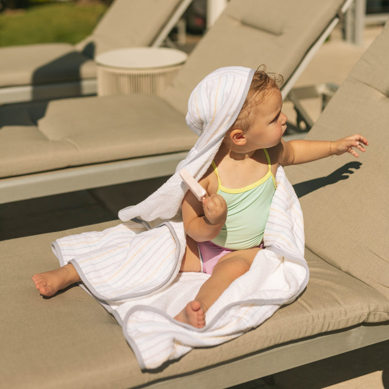 Little Unicorn Unicorn Stripe Toddler Hooded Towel, absorbent baby towels with hood