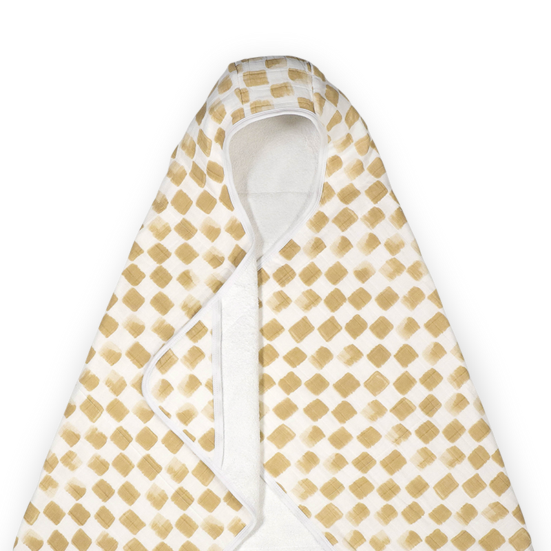 Plush Adobe Checker Toddler Hooded Towel from Little Unicorn, absorbent baby bath towel