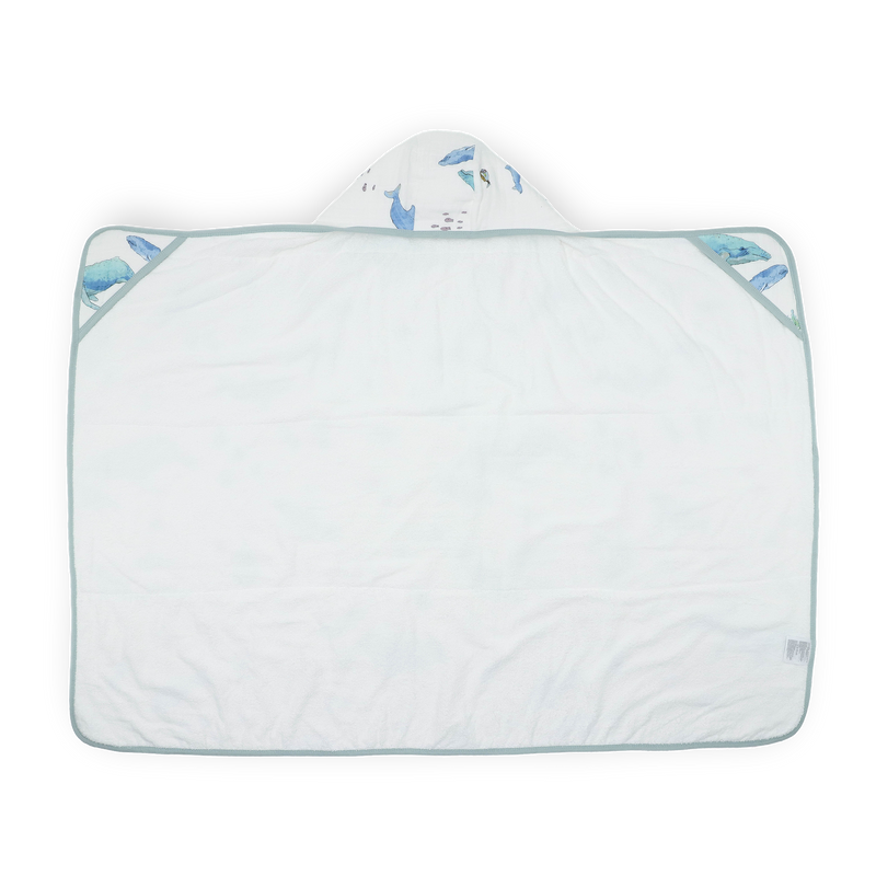 Cozy hooded baby towel by Little Unicorn, Toddler Hooded Towel - Whales, perfect for drying toddlers after bath