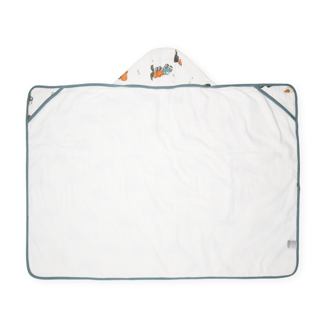 Soft hooded baby towel by Little Unicorn, Toddler Hooded Towel - Work Trucks, perfect for drying toddlers after a bath