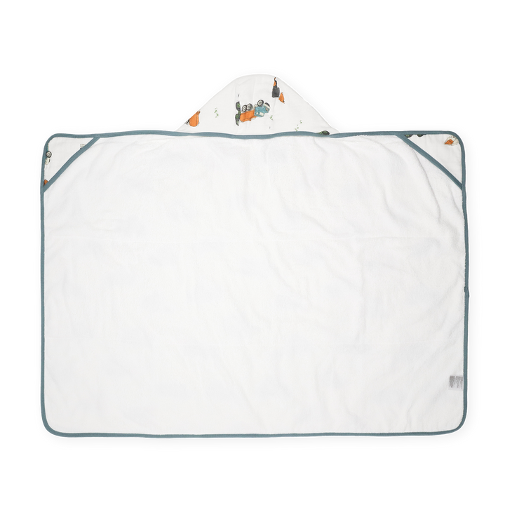 Soft hooded baby towel by Little Unicorn, Toddler Hooded Towel - Work Trucks, perfect for drying toddlers after a bath