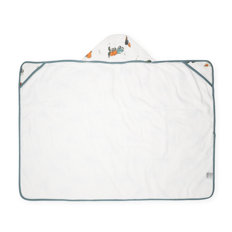 Soft hooded baby towel by Little Unicorn, Toddler Hooded Towel - Work Trucks, perfect for drying toddlers after a bath