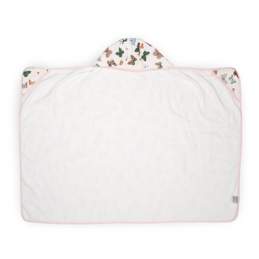 Hooded baby towel by Little Unicorn, Toddler Hooded Towel - Butterflies, cozy for toddlers after bath