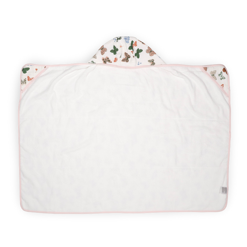 Hooded baby towel by Little Unicorn, Toddler Hooded Towel - Butterflies, cozy for toddlers after bath