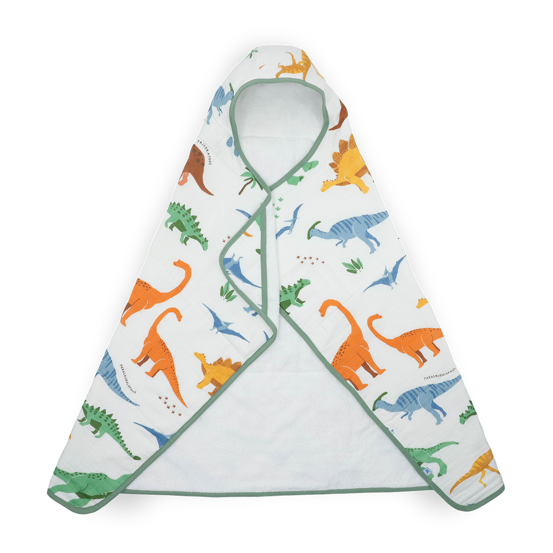 Little Unicorn Toddler Hooded Towel - Dino Names, soft baby towels for bath time