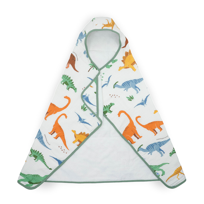 Little Unicorn Toddler Hooded Towel - Dino Names, soft baby towels for bath time