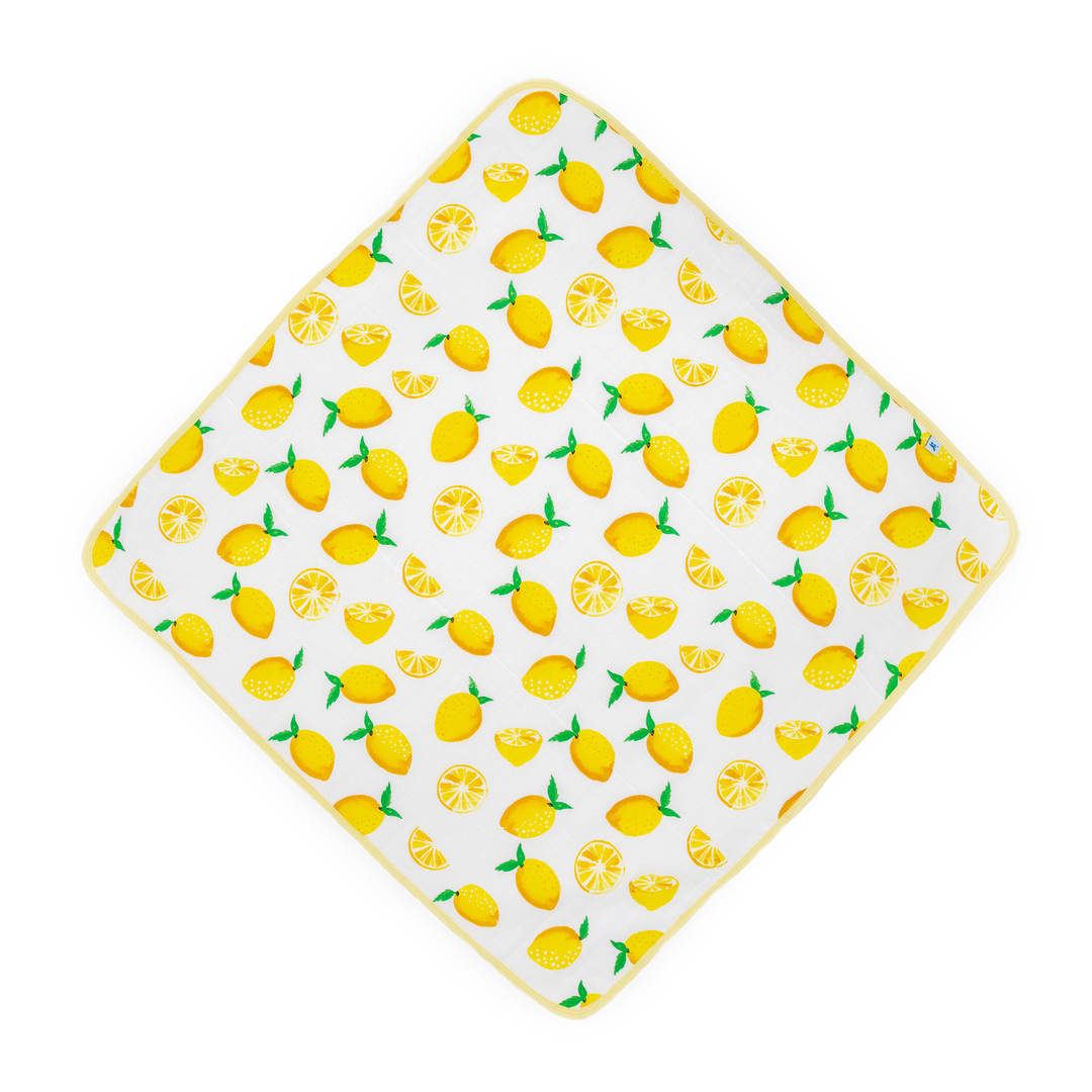 Little Unicorn Infant Hooded Towel - Lemon featuring cheerful lemon design, soft baby bath towel for newborns