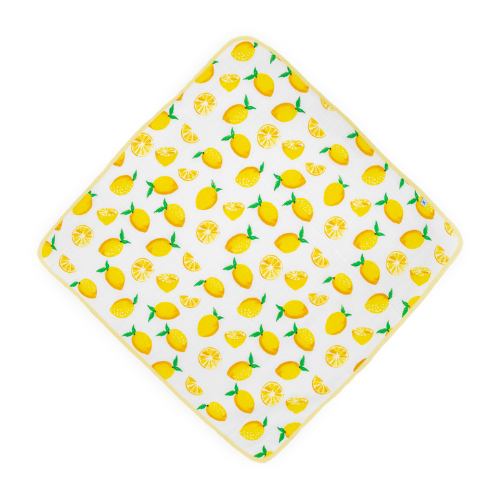 Little Unicorn Infant Hooded Towel - Lemon featuring cheerful lemon design, soft baby bath towel for newborns