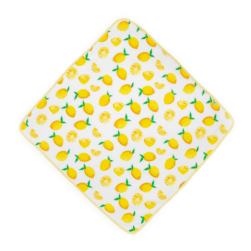 Little Unicorn Infant Hooded Towel - Lemon featuring cheerful lemon design, soft baby bath towel for newborns