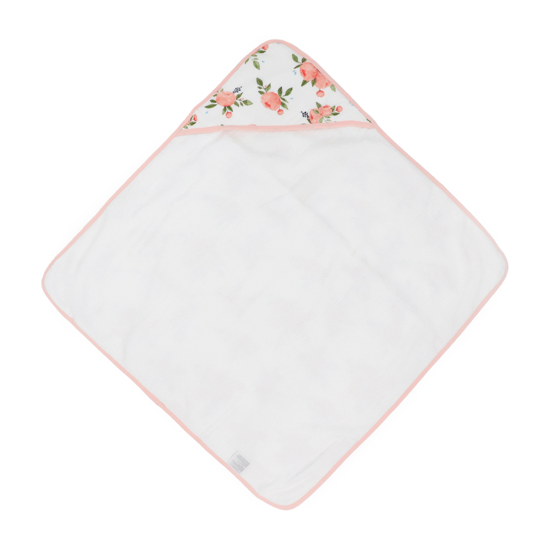 Cozy hooded baby towel by Little Unicorn, Infant Hooded Towel - Watercolor Roses, perfect for newborn bath comfort