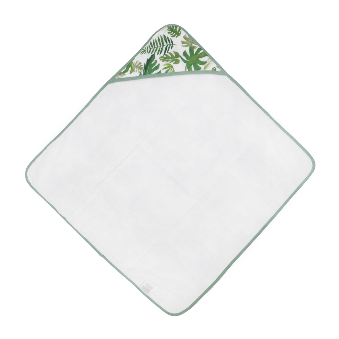 Cozy hooded baby towel by Little Unicorn, Infant Hooded Towel - Tropical Leaf, gentle for newborns after bath