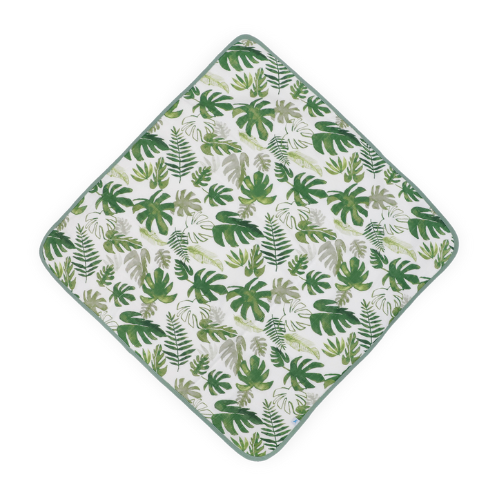 Little Unicorn Infant Hooded Towel - Tropical Leaf featuring tropical leaf design, ideal baby bath towel for infants