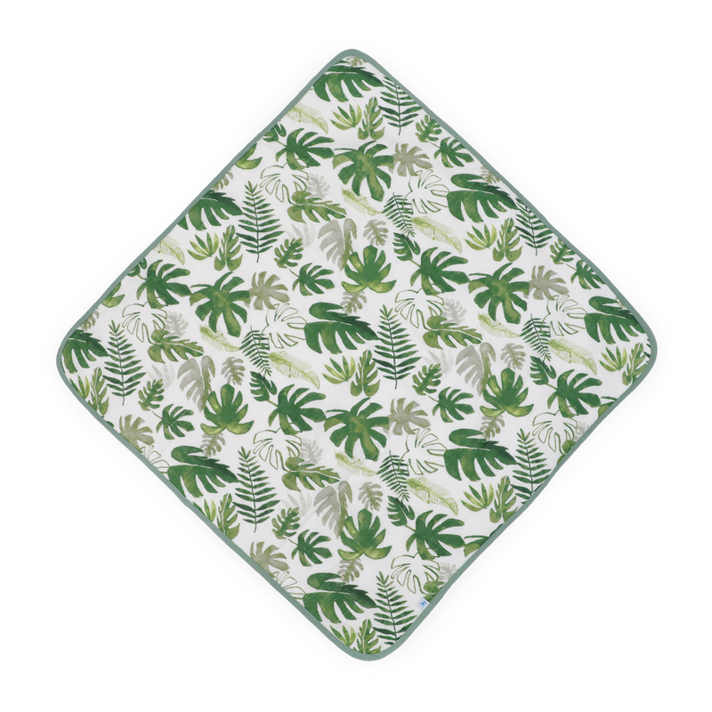 Little Unicorn Infant Hooded Towel - Tropical Leaf featuring tropical leaf design, ideal baby bath towel for infants