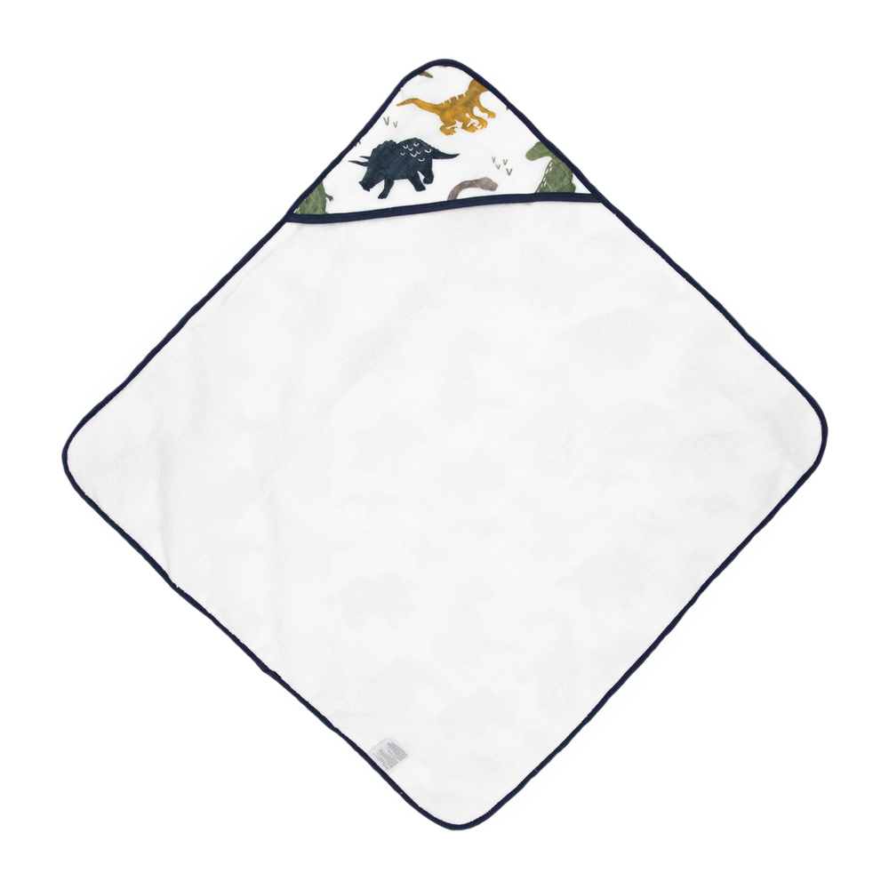 Dino Friends Baby Hooded Towel by Little Unicorn, gentle baby bath towel for newborns