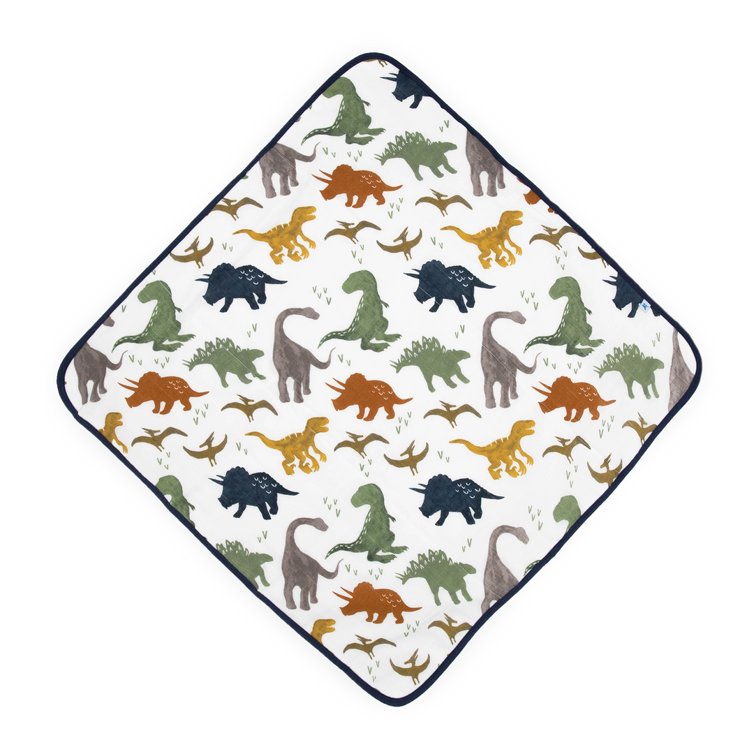 Little Unicorn Baby Towel with Hood in Dino Friends, cozy hooded baby towel for infants