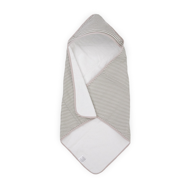 Little Unicorn Infant Hooded Towel - Grey Stripe in soft gray and white stripes, gentle baby towels for bath time