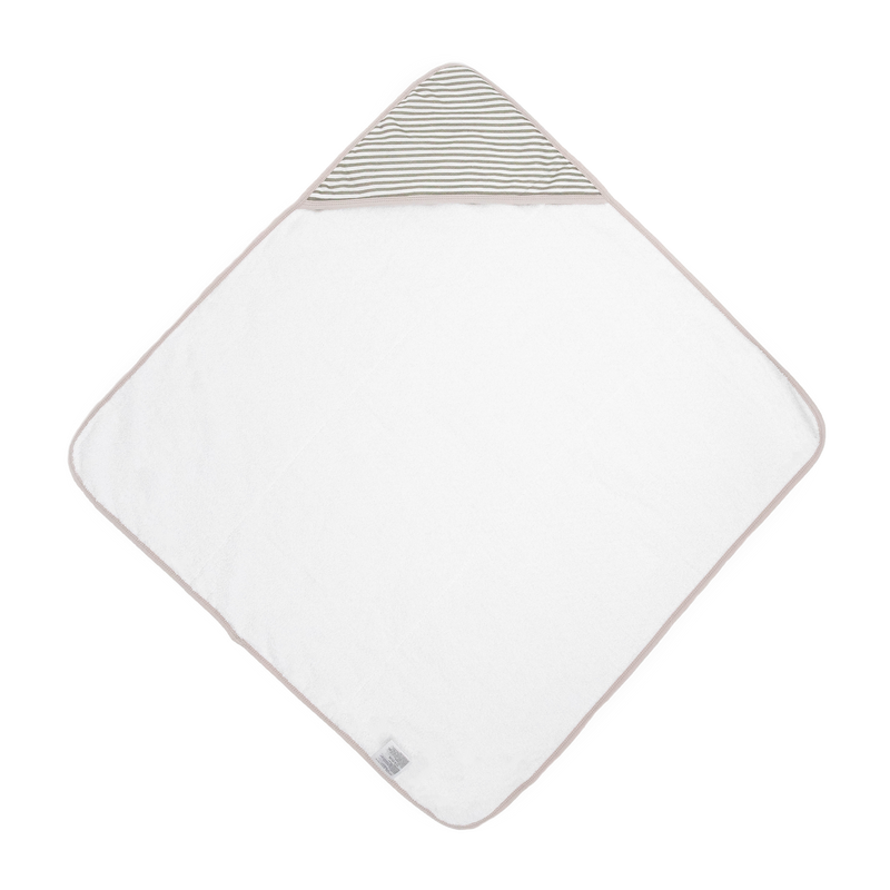 Cozy hooded baby towel by Little Unicorn, Infant Hooded Towel - Grey Stripe, perfect for keeping infants warm after bath