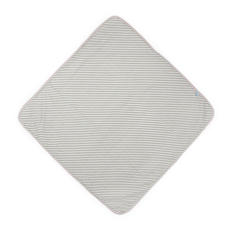 Little Unicorn Infant Hooded Towel - Grey Stripe featuring classic striped design, soft baby bath towel for newborns