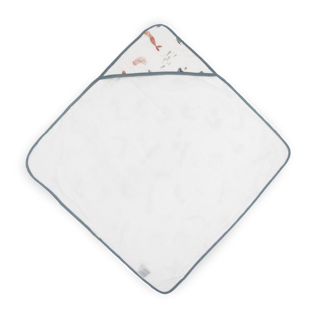 Cozy hooded baby towel by Little Unicorn, Infant Hooded Towel - Mermaids, perfect for keeping infants warm after bath