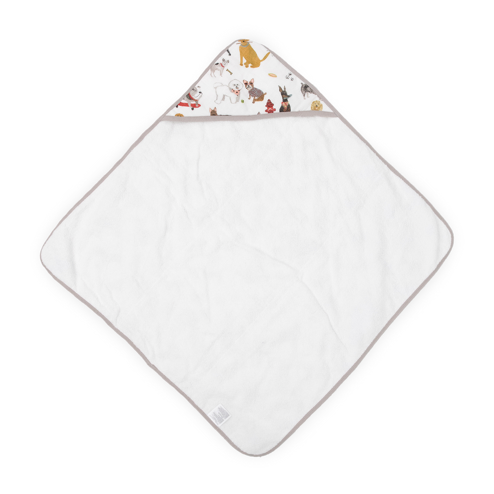 Cozy hooded baby towel by Little Unicorn, Infant Hooded Towel - Woof, perfect for keeping infants warm after bath