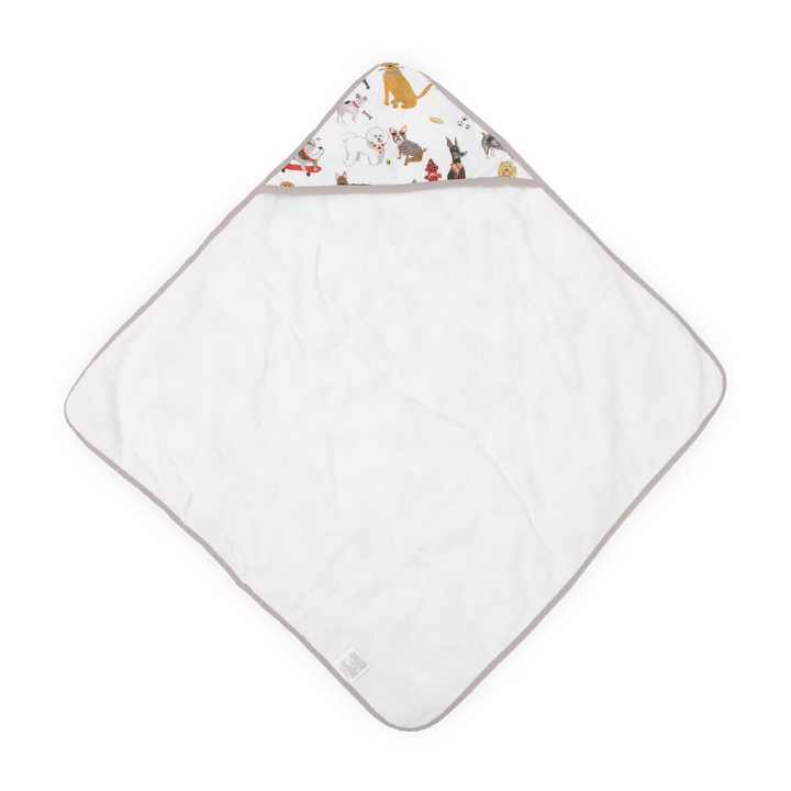 Cozy hooded baby towel by Little Unicorn, Infant Hooded Towel - Woof, perfect for keeping infants warm after bath