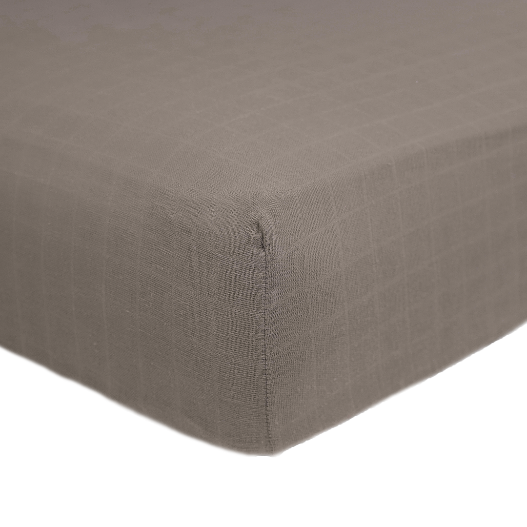 Mocha Little Unicorn crib sheet in cotton muslin, fitted crib sheets perfect for boys or girls’ nursery