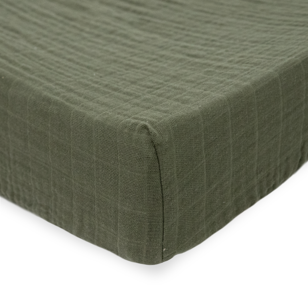 Cotton Muslin Changing Pad Cover by Little Unicorn - Fern, protective diaper changing pad cover