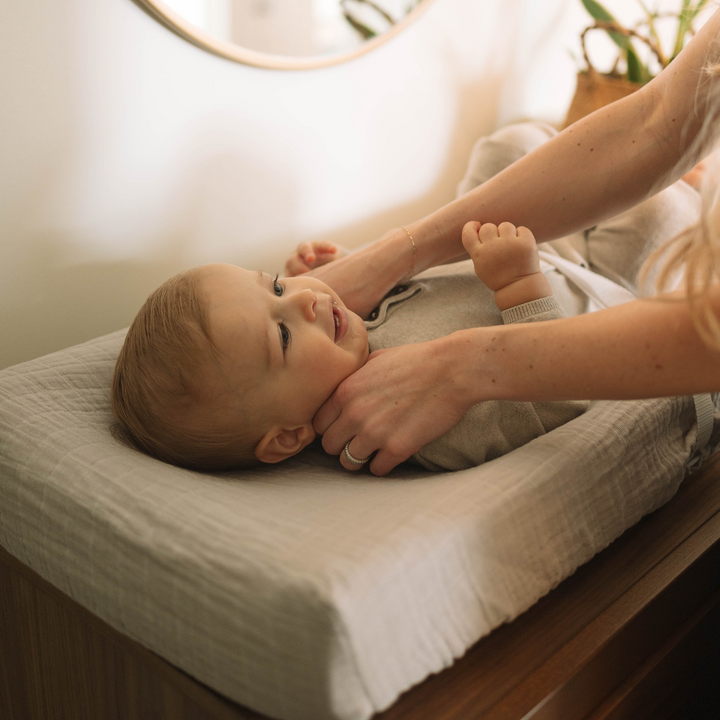 Little Unicorn baby changing pad cover in Porpoise, cozy and durable