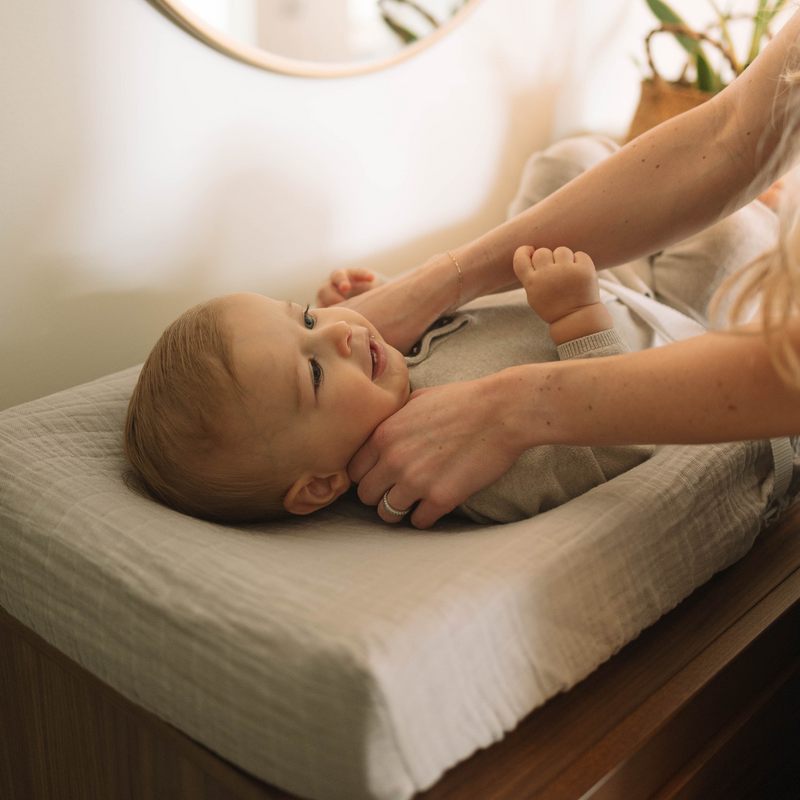 Little Unicorn baby changing pad cover in Porpoise, cozy and durable