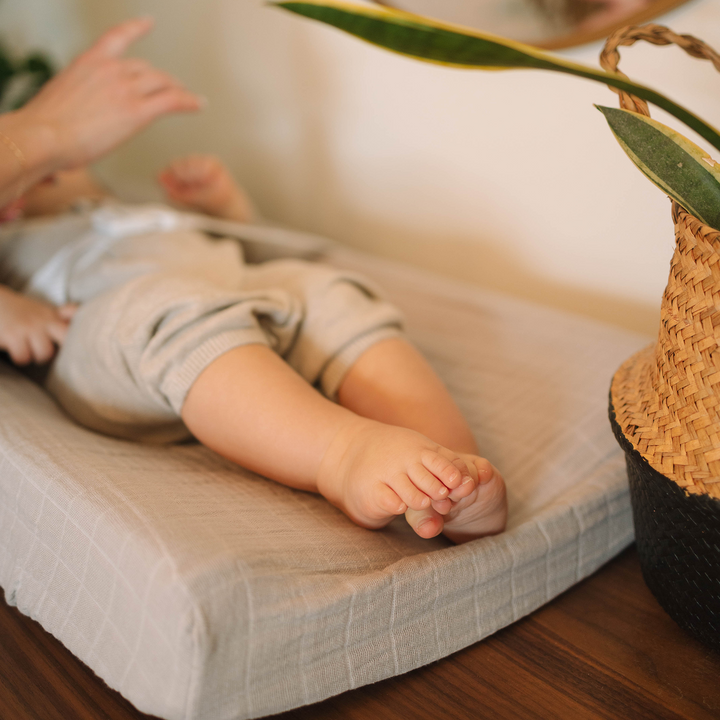 Porpoise portable changing pad by Little Unicorn, soft muslin cover