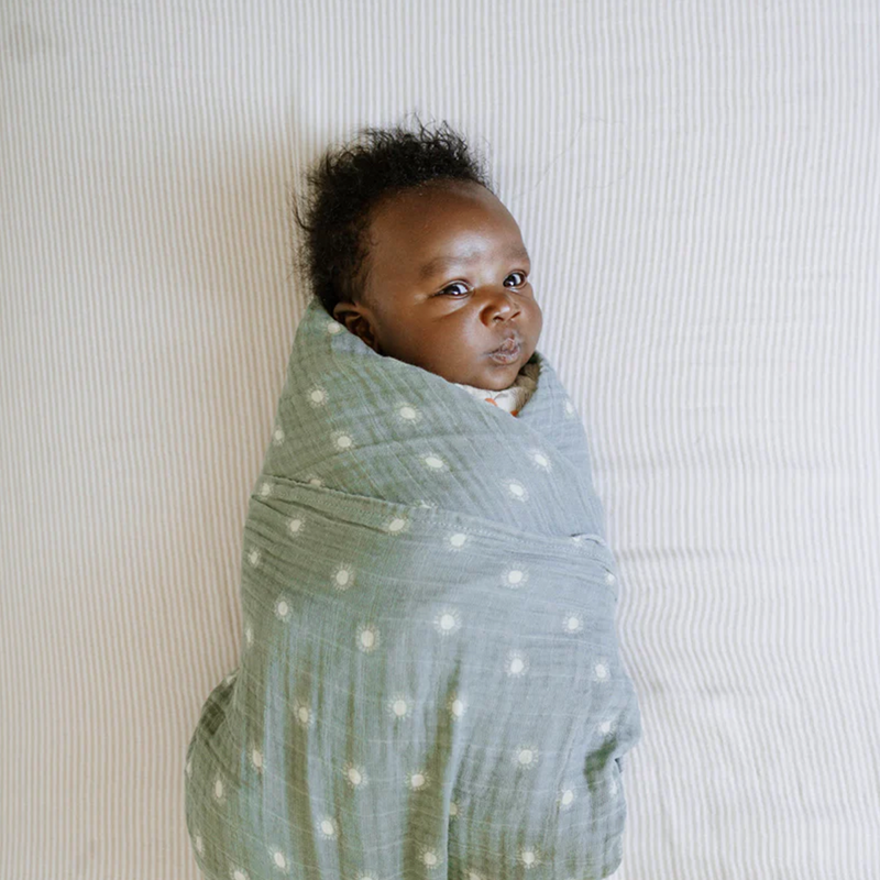 Soft and cozy Little Unicorn Organic Cotton Muslin Crib Sheet - Sand Stripe, premium organic crib sheets for everyday use