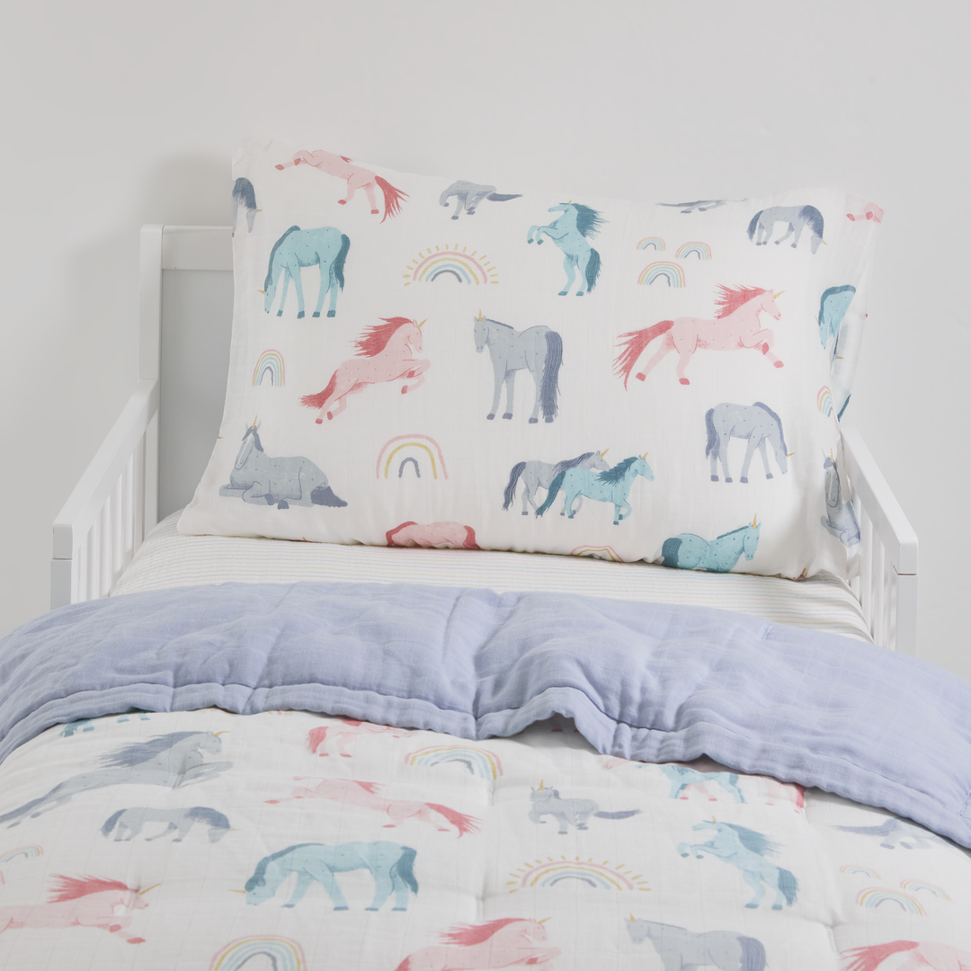 Cotton Muslin Toddler Bedding 3 Piece Set - Unicorns