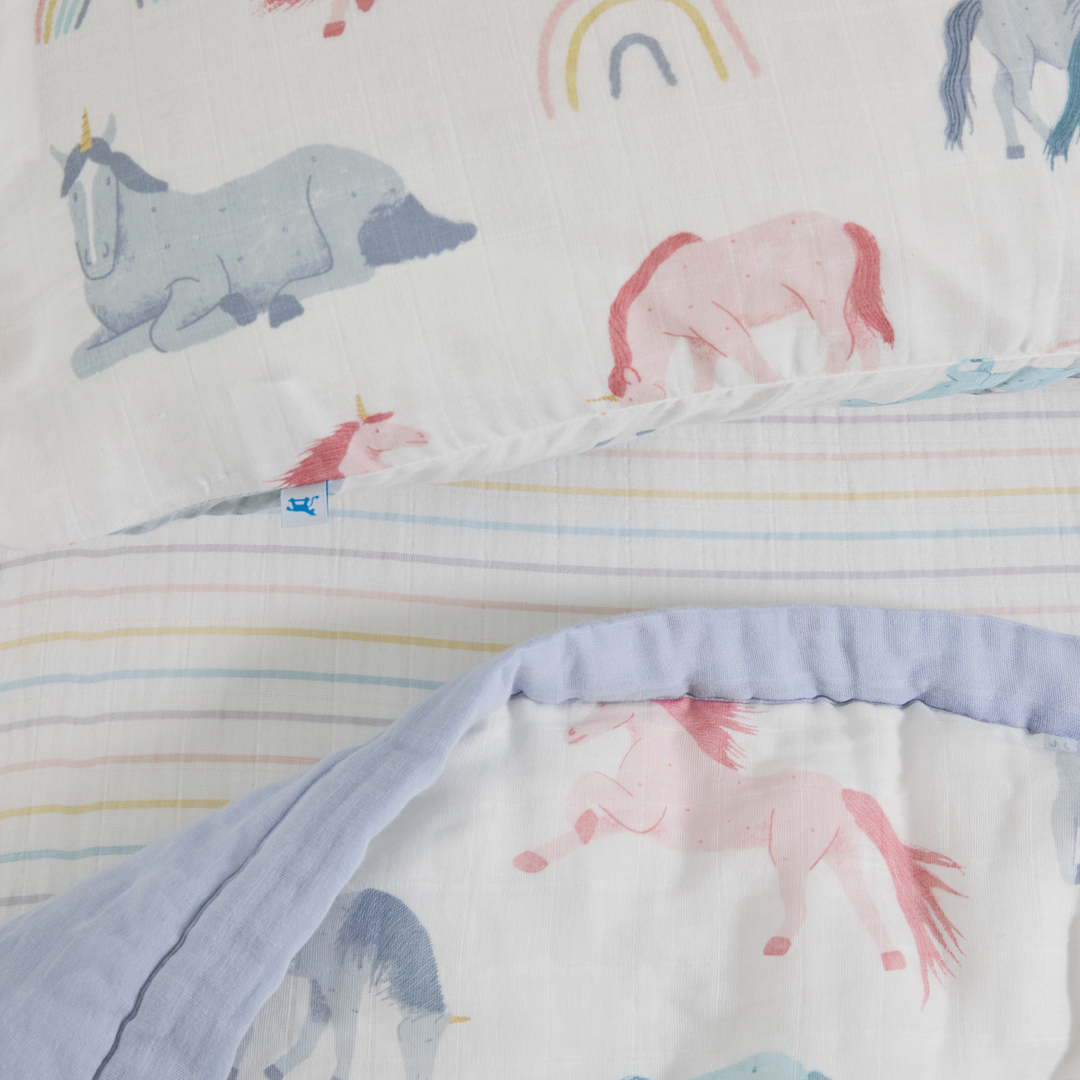 Cotton Muslin Toddler Bedding 3 Piece Set - Unicorns
