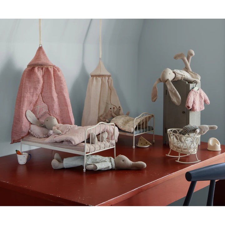 maileg bunnies and mice with bed canopies