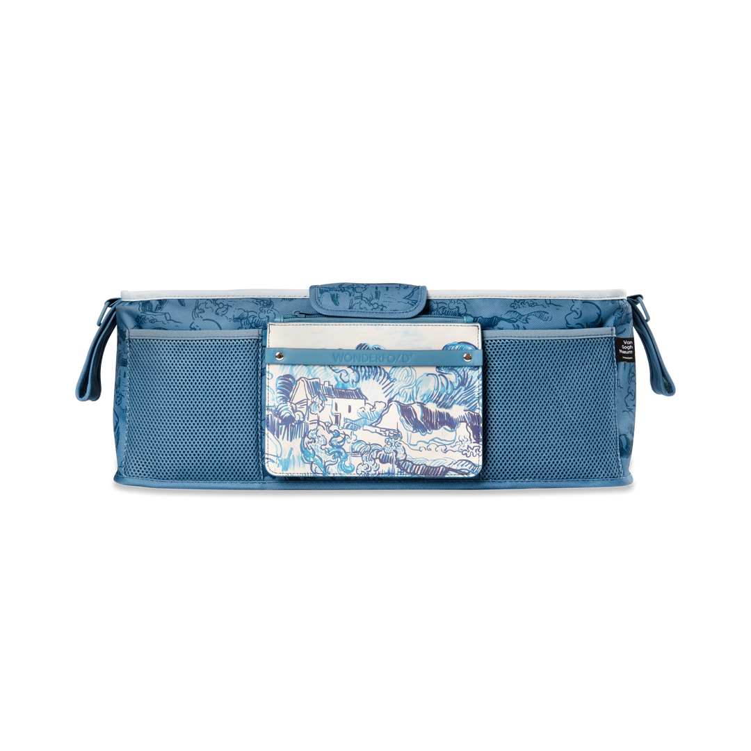 Transform your setup with the Wonderfold Parent Console in Van Gogh Landscape with Houses, for kids wagon stroller use.