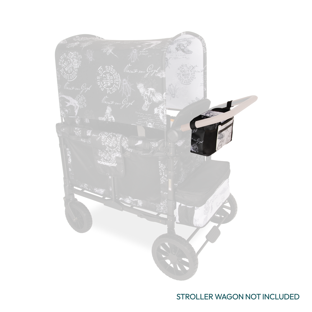 Stay organized on the go using the Wonderfold Parent Console in Van Gogh Sketches with any stroller wagon.