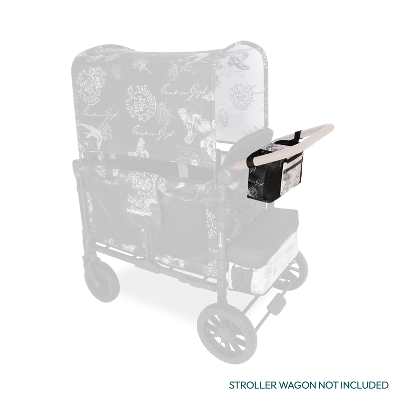 Stay organized on the go using the Wonderfold Parent Console in Van Gogh Sketches with any stroller wagon.
