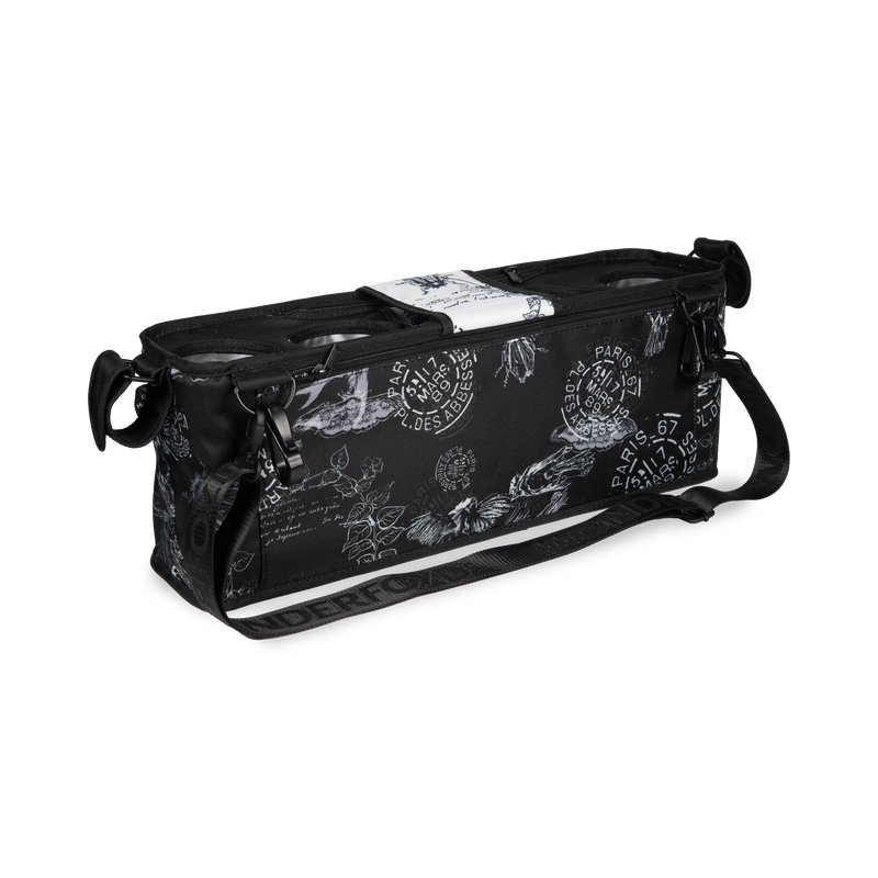 Wonderfold Parent Console in Van Gogh Sketches 4 Cup design offers storage and style for stroller wagons.