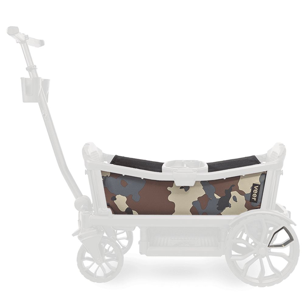 Go adventurous with the Veer Cruiser Custom Sidewall Kit in Camo, a rugged stroller accessory for outdoor-loving families.