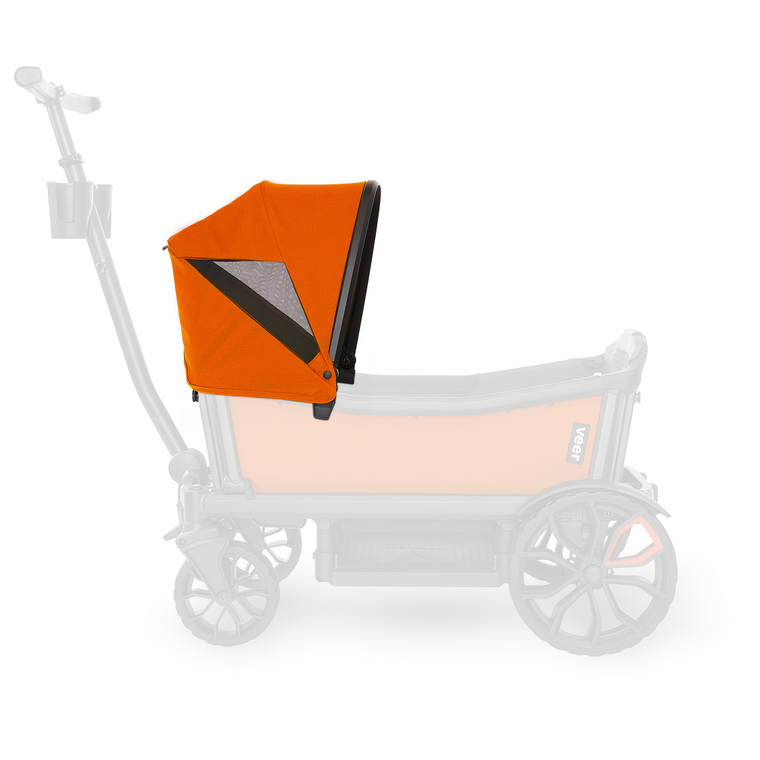 Veer Cruiser XL 4 seat wagon stroller with sienna Orange canopy installed, top stroller wagons choice