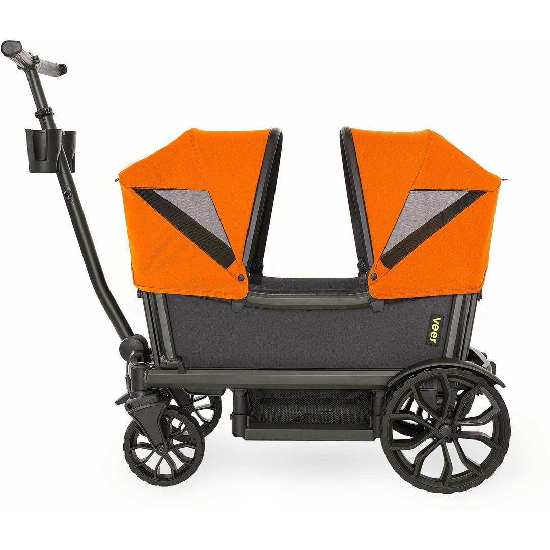 Orange canopy accessory on Veer Cruiser XL baby wagon stroller, best stroller wagon option
