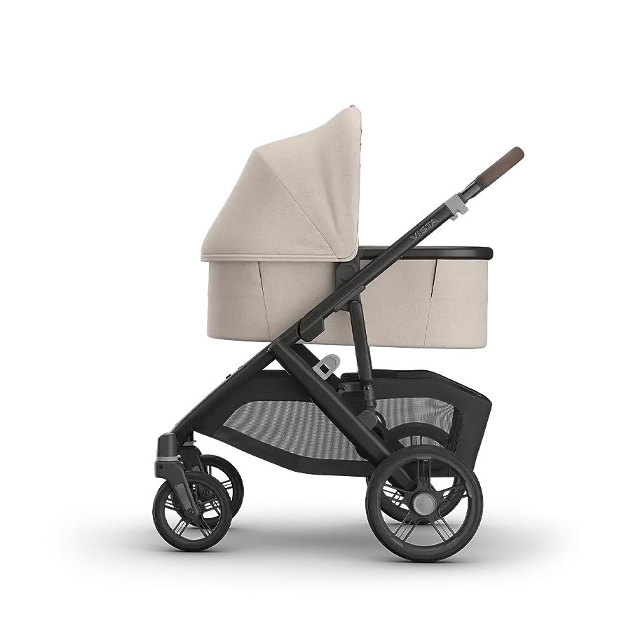 Ada Sandstone Mélange UPPAbaby Vista V3 stroller with Bassinet V3 attached