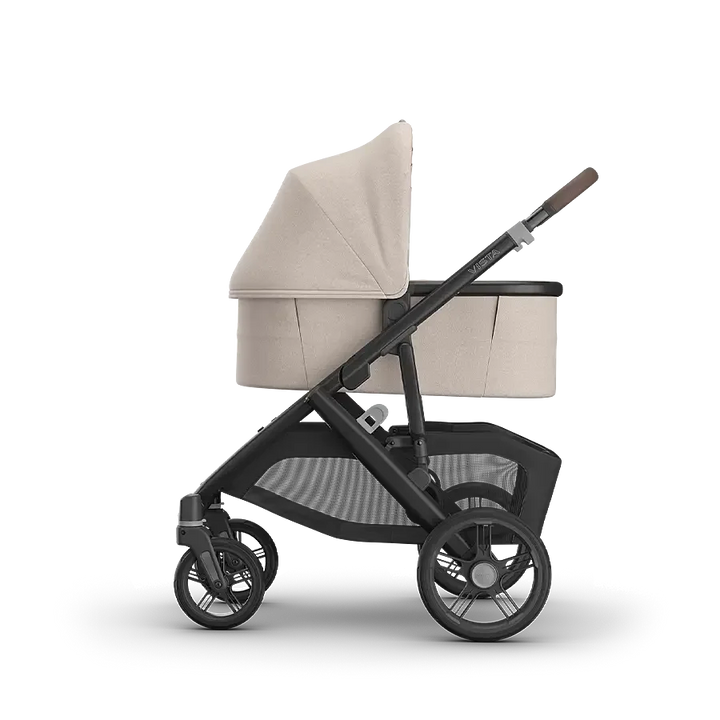 Ada Sandstone Mélange UPPAbaby Vista V3 stroller with Bassinet V3 attached