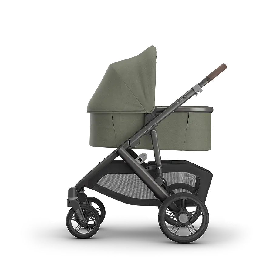 UPPAbaby Vista V3 with Bassinet V3 in Evelyn Meadow Green, stroller bassinet from birth