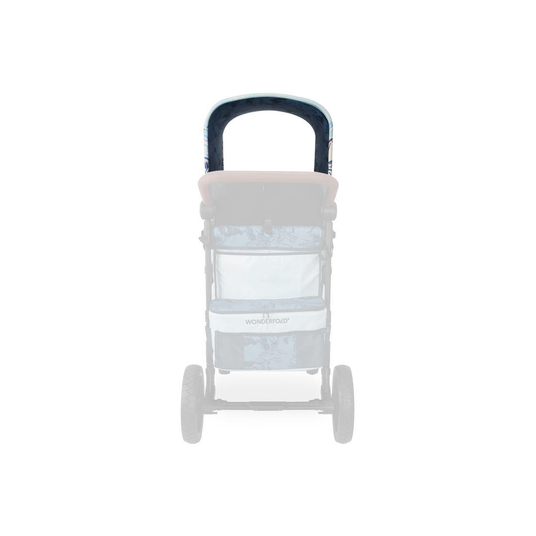 Rear basket fabric in Van Gogh Landscape with Houses shown on the Wonderfold Elite/Luxe, designed for the best stroller wagon