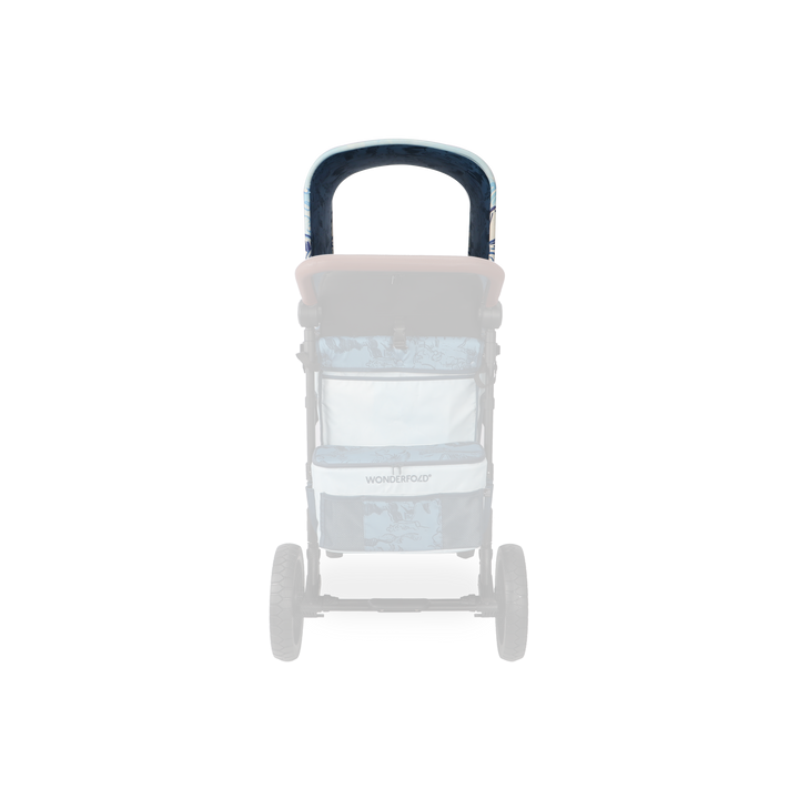 Rear basket fabric in Van Gogh Landscape with Houses shown on the Wonderfold Elite/Luxe, designed for the best stroller wagon