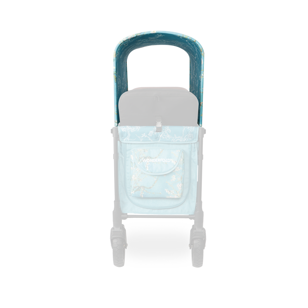 Vivid view of Wonderfold Elite/Luxe Canopy Fabric in Van Gogh Almond Blossom adds flair as a stroller accessories detail