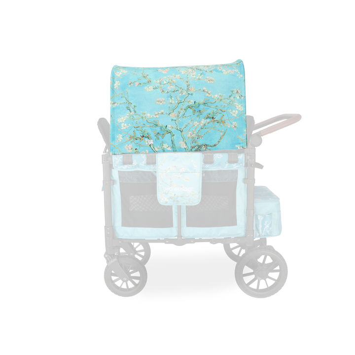 Close up of Wonderfold Elite/Luxe Canopy Fabric in Van Gogh Almond Blossom, ideal for best stroller wagons style