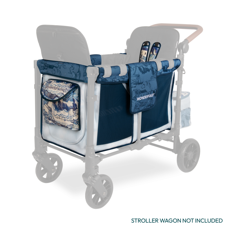 The Wonderfold W2 Elite Luxe Carriage Fabric in Van Gogh Landscape with Houses fits the best stroller wagon needs.